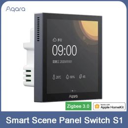 Control Aqara Smart Scene Panel Switch S1 Zigbee 3.0 3.95 inch Touch Screen APP Siri Voice Control Work HomeKit App for Smart Home