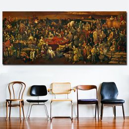RELIABLI Huge Size Artwork Canvas Art Painting Discussing Divine Comedy Dante Wall Art Print Poster decorative painting176u