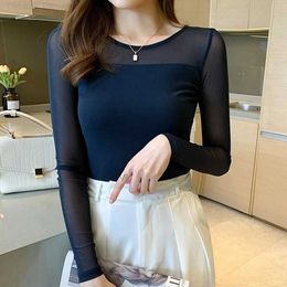 Women's T-Shirt New Fashion Basic O-neck Long Sle Women T-shirt Slim Stretch Tops S-2XL Red Green Blue Grey Black White Ladies Sexy Tees L24312