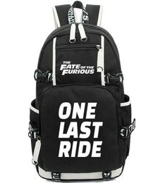 Fast Furious backpack One last ride daypack The fate schoolbag Leisure rucksack Sport school bag Outdoor day pack9601511