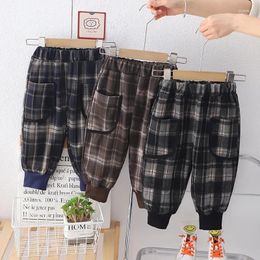 Trousers 2024 Spring Autumn Baby Boys Fashion Plaid Loose Sweatpants Jogger Pants Children's Casual Sports Clothing