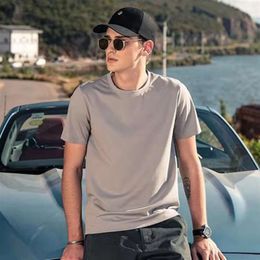 New Mens Short Sleeves Ice Silk Cotton Simple and Fashionable Summer Solid Color Half Light Bottom Shirt Loose T-shirt