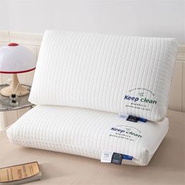 Knitted Cotton Pillow No Collapse Soft Comfortable Ventilate To Protect The Cervical Spine And Aid Sleep For Students Adults 240304