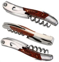 Laguiole style Wine Opener Stainless steel Corkscrew Waiters Bottle Can Openers Red Wood Christmas Kitchen Accessories Tools 201221903048