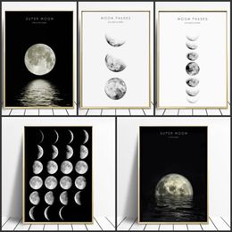 Minimalist Luna Wall Art Moon Phase Canvas Posters and Prints Abstract Painting Nordic Decoration Pictures Modern Home Decor276P