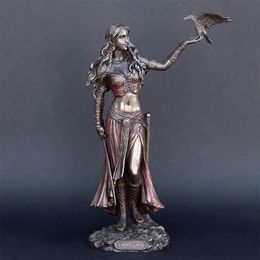 Decorative Objects Figurines Resin Statues Morrigan The Celtic Goddess of Battle with Crow Sword Bronze Finish Statue 15cm for Hom281I
