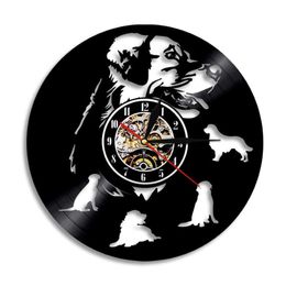 Labrador Golden Retriever Dog Vinyl Record Wall Clock House Pet Decoration Wall Lamp Hanging Watch Pug Animal Dog Lover Gift X0726232H