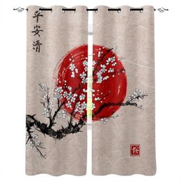 Red Cherry Blossom Sun Branch Modern Curtains For Living Room Bedroom Kitchen Drapes Window Treatments Curtain &282Y