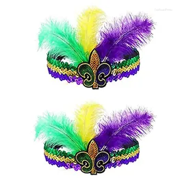 Hair Accessories Mardi Gras Sequin Headband For Orleans Masquerade Mask Party Faux Feather Fascinators Cocktail Headwear