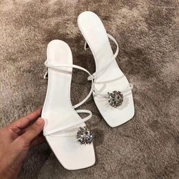 Slippers Crystal High Heels Women Luxury Summer Sandals Shoes 2024 Designer Dress Flip Flops Casual Pumps Zapatos Mujer Slides