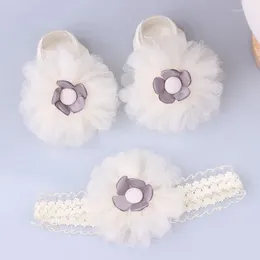 Hair Accessories Lovely Lace Bowknot Born Baby Girls Headband Socks Set Flower Pearl Infant Band Turban Kids Gifts