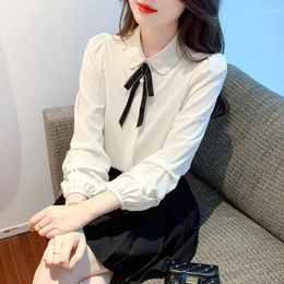 Women's Blouses Fashion Woman Blouse 2024 Autumn Elegant Vintage White Shirt Girl Doll Collar Commuter Long Sleeve Women