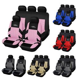 AUTOYOUTH Full Car Seat Covers Set Universal Polyester Fabric Auto Protect Covers Car Seat Protector Pink for Women Girls9565858