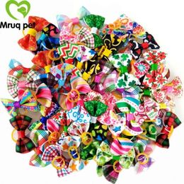 Dog Apparel 100pcs Designs Handmade Pet Hair Bows Bright Color Mixed Grooming Accessories Products2355