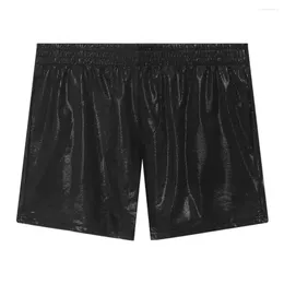 Men's Shorts Men Stage Show Faux Leather With Elastic Waist Pockets For Sports Summer