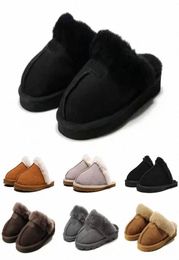 cotton slippers men women boots Designer Slides Fur Snow Black Grey Chestnut Coffee Leather Classic Fashion Outdoor Home Platform 9836556