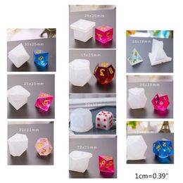 10 Pcs Set New Transparent Silicone Mold Decorative Crafts UV Resin DIY Dice Mould Epoxy Molds Jewelry Making Moulds Sets Q1106208W