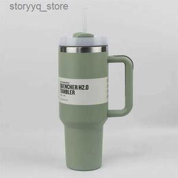 Mugs Ready To Ship Quencher 40oz Tumblers H2.0 Stainless Steel Cups Silicone handle Lid Straw 2nd Generation Car 40 oz mugs Water Bottles 20 Colour H0236 L240312