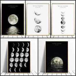 Minimalist Luna Wall Art Moon Phase Canvas Posters and Prints Abstract Painting Nordic Decoration Pictures Modern Home Decor289F