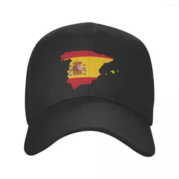 Ball Caps Personalised Spain Flag Map Baseball Cap Women Men Adjustable Spanish Patriotic Dad Hat Outdoor Snapback