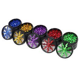Wholesale Tobacco Smoking Herb Grinders 63mm Aluminium Alloy With Clear Top Window Lighting Tobacco Grinders