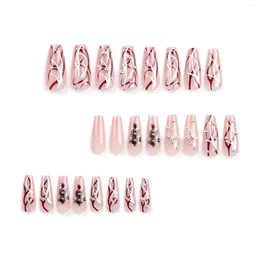 False Nails 24pcs Woman Nude Fake Nail Year China Dragon Coffin Artificial For Women And Girl Party Activity