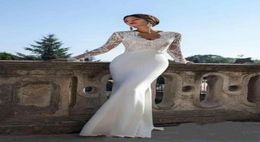 2020 Berta New Modest Long Sleeves Sheath Wedding Dresses V Neck Lace Appliques Slim Illusion Spring Summer Bridal Gowns Vestidos 6947711