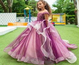 Girl039s Dresses Girls Puffy Glitter Tulle Feather Flower Girl Dress Kids Clothes Birthday Party Gowns For4861445