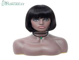 Fairgreat Hair Wigs 150 Density Short Straight Human Hair Bob Wigs Pre Plucked Bleached Knots Brazilian Non Remy Hair 10 Inch Wig3123717
