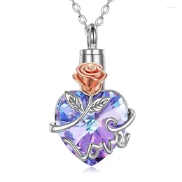 Pendant Necklaces Fashion Urn Necklace For Cremation Ashes Love Flower Keep Memory Family Crystal Lover Jewellery