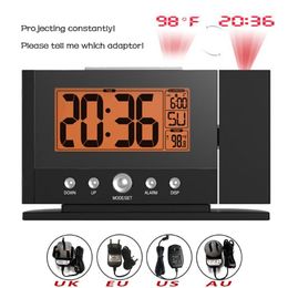 Baldr LCD Digital Display Indoor Temperature Time Watch Backlight Wall Ceiling Projection Snooze Alarm Clock with Adaptor230P
