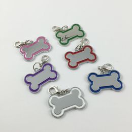 30 pcs lot Creative cute Stainless Steel Bone Shaped DIY Dog Pendants Card Tags For Personalised Collars Pet Accessories304y