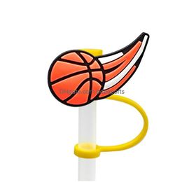 Drinking Straws Custom Sport Cheer Sile St Toppers Accessories Er Charms Reusable Splash Proof Dust Plug Decorative 8Mm Party Drop Del Dhfgz