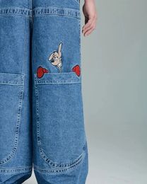 JNCO Big Pocket Blue Vintage Jeans Men Y2K Kangaroo Graphic Harajuku Hip Hop Baggy Denim Pants Casual High Waist Wide Trouser 230226