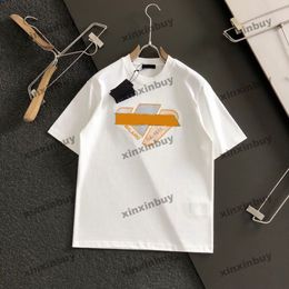 xinxinbuy Men designer Tee t shirt 2024 Italy toothbrush embroidery letter short sleeve cotton women Grey black white blue M-2XL