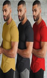 Fashion Extended Men T Shirt Street StyleTShirt Mens clothing Curved Hem Long line Tops Tees Hip Hop Urban Blank Basic tShirts2729431