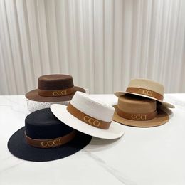 Designer Straw Hats Summer Letter Solid Women's Hats Beach Sun Protect Wide Brim Hats