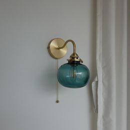 Wall Lamp Glass Ball Interior Led Lights Bathroom Mirror Stair Light Nordic Modern Sconce With Pull Chain Switch264z