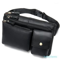 2020 New Genuine Leather Waist Packs men Waist Bag Natural Leather Fanny Packs large Belt bag Money Belt Bum Pouch hip11689719