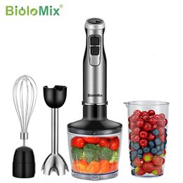 BioloMix 4 in 1 High Power 1200W Immersion Hand Stick Blender Mixer Includes Chopper and Smoothie Cup Stainless Steel Ice Blades 240228