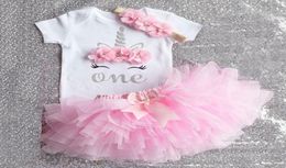 Girl039s Dresses Cotton Romper Flower Headband tutu Dress 1 Year Old Baby Girl Clothes First Birthday Party Children Clothing I6125112