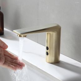 Bathroom Sink Faucets Automatic Smart Faucet Taps Body Full Brass Copper Mixer Water Cold & Ceramic Valve Core Ac 220v And Dc Battery Power