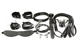 BDSM Kit 8pcsSet Bondage for Foreplay Fur Handcuffs Blindfold Handcuffs Ankle Cuff Blindfold Collar Leather Whip Ball Gag Rope Se6532579