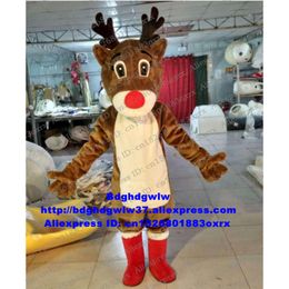 Mascot Costumes Brown Rudolph the Red Nose Reindeer Charlie Milu Deer Mascot Costume Adult Cartoon Trade Shows New Style Newest Zx2961