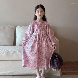 Girl Dresses 2024 Spring And Autumn Fashion Versatile Cute Durable Dirty Trendy Pink Flower Long Dress Girls Clothes Summer