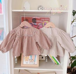 Clothing Sets 2pcs Baby Shorts Set Summer Korean Brand Kid Girl Puff Sleeve Plaid Top Dress Cute Casual SuitClothing8307788