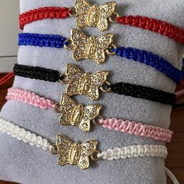 12 Piece Butterfly Charm Bracelet Handmade Braided Rope Thread Fashion Adjustable Bracelets Bangles Lucky Jewellery Friends Gift 240226