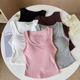 2024 Summer Designer Clothes Wide Shoulder Straps, Pure Cotton Vest, One-Piece Chest Pad, Inner And Outer Wear, Slim Fit, Breast Covering, Slimming Shirt
