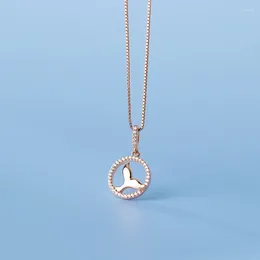 Pendants Real. 925 Sterling Silver CZ Set Mermaid Necklace Fish Tail Into The Lucky Circle Pendant Jewellery C-D9070