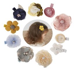 New Kids Children Hairpins Barrettes Baby Fabric Bow Flower with pearl Headwear Hair clips Girls Headdress cute lovely Accessories4984204